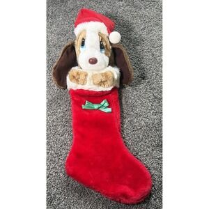 Vintage Sad Sam Big Eyed Puppy Dog Plush Christmas Stocking